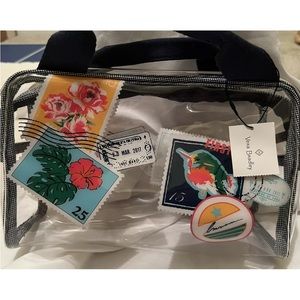 Vera Bradley beach cosmetics case - oxford stamps clear with zipper